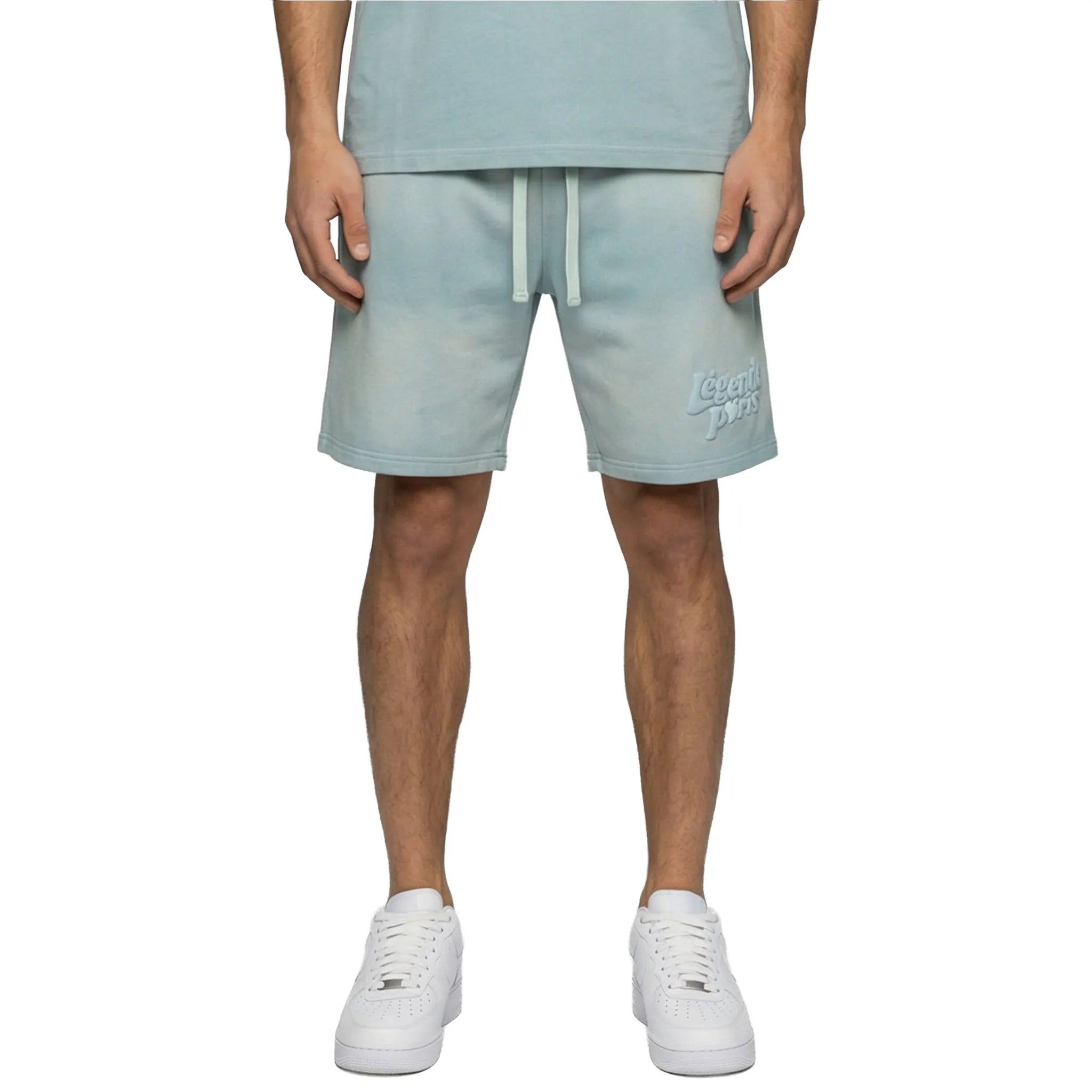 Front View of Légende Paris LND Gradient Icy Blue Shorts